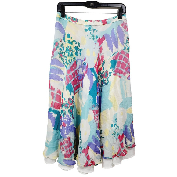 Vintage Anne Crimmins for Umi Collection Silk Skirt Abstract Maxi Women's Size 8 - Picture 1 of 12